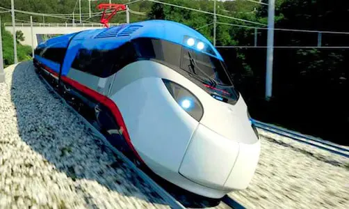 un train TGV dans un virage