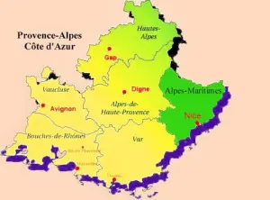 Carte de la region PACA