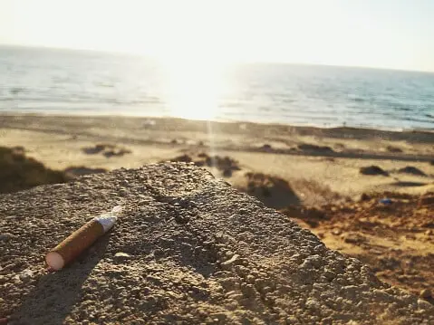 un mégots jeté à terre