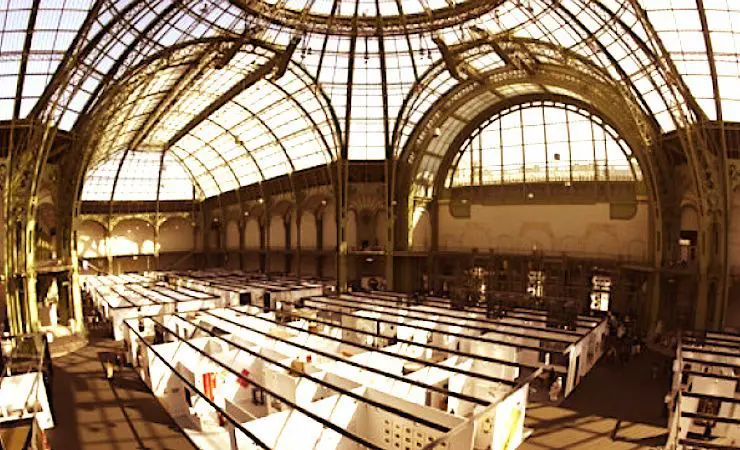 Sous la coupole du Grand Palais, des dizaines de stands consacrés à l'art contemporain.