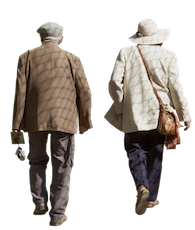 Un couple de seniors de dos. Deux seniors pour un âge de départ à la retraite