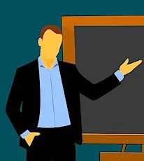 Dessin d'un professeur placé devant un tableau noir symbolisant la réouverture des écoles 