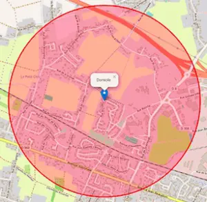 La restriction d’un kilomètre autour du domicile, imposée par le confinement, se calcule facilement sur Google Maps.
