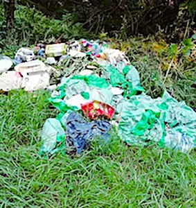Des détritus abandonnés dans l'herbe Sanctionner les dépôts sauvages doit être une mission d'agents assermentés.