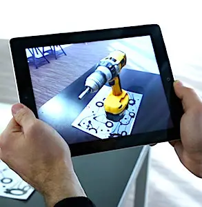 Une perceuse en réalité augmentée sur un iPad Aujourd'hui, la réalité augmentée dans le E-commerce devient un atout indispensable.