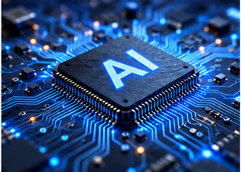 Puce électronique dédiée à l’intelligence artificielle illustrant la puissance de calcul des modèles DeepSeek