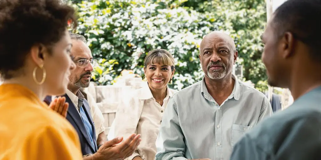Groupe divers discutant de la sécurité des retraites.