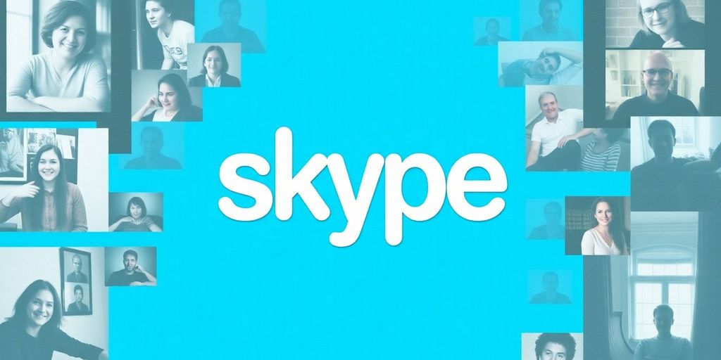 Collage de souvenirs de Skype et son logo emblématique.