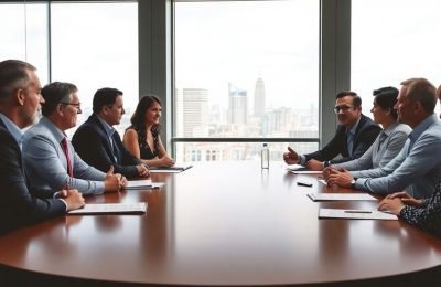 Table ronde avec syndicats et patronat discutant des retraites.