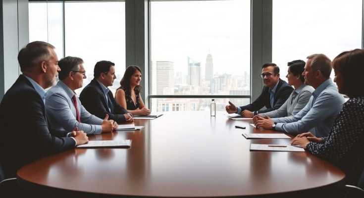 Table ronde avec syndicats et patronat discutant des retraites.