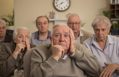 Un groupe de personnes âgées préoccupées par leur avenir.