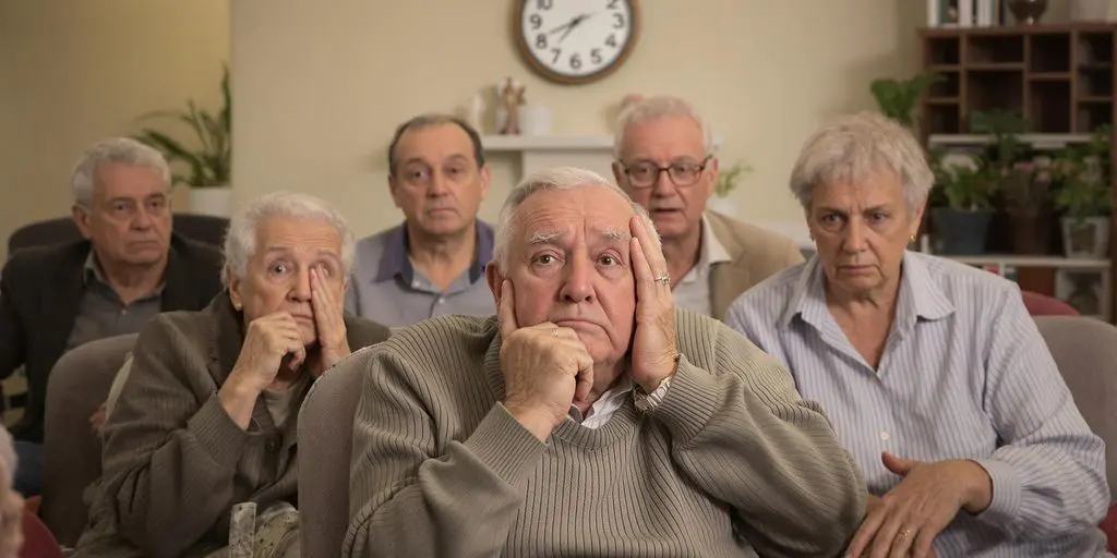 Un groupe de personnes âgées préoccupées par leur avenir.