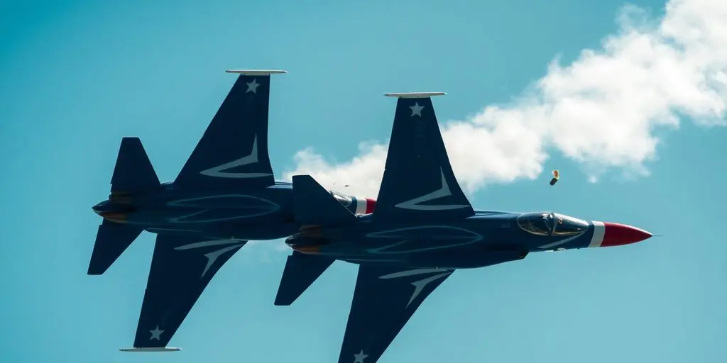Collision entre avions de la patrouille de France dans le ciel.