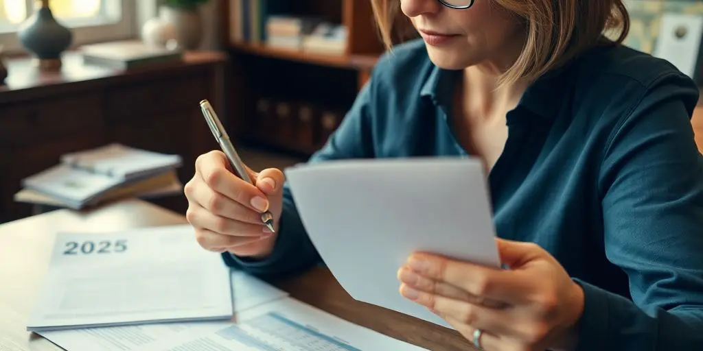 Person lisant une lettre sur les retraites.