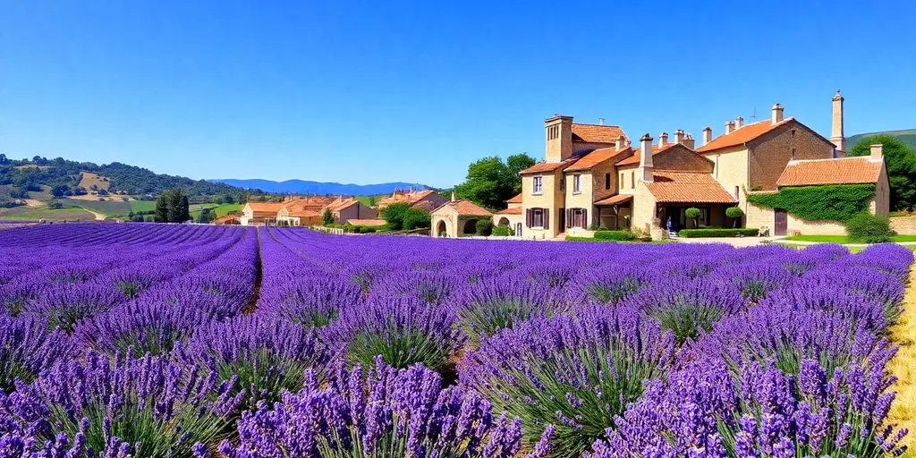 Champs de lavande et villages pittoresques en Provence.