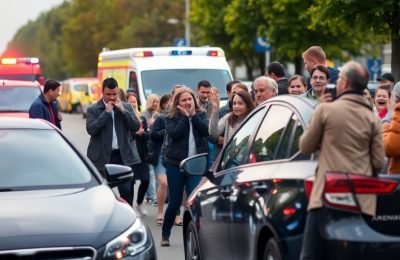 Accident de voiture à Mannheim, foule en panique.