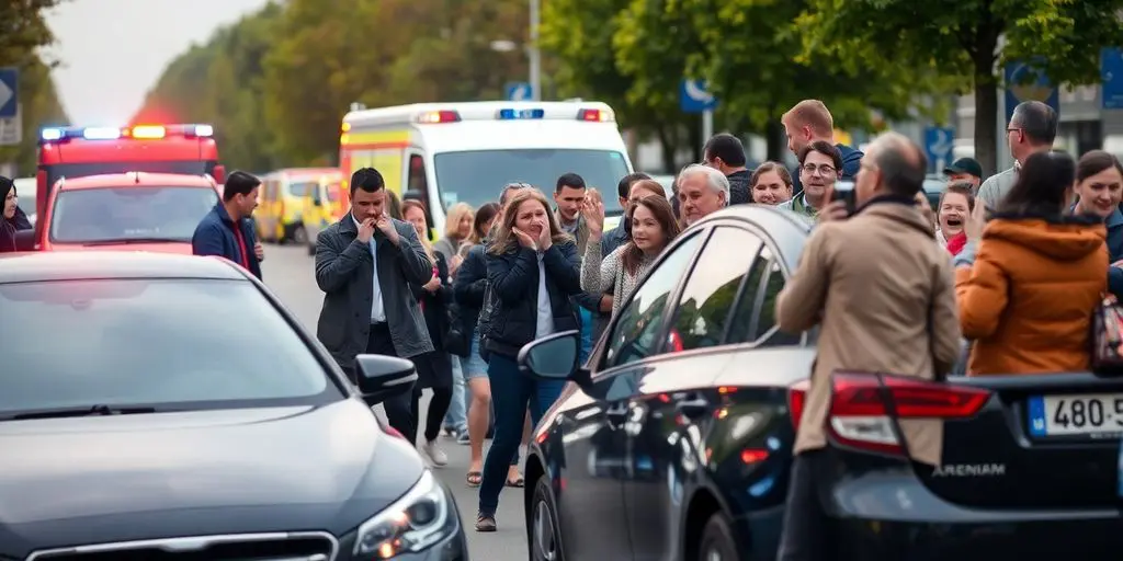 Accident de voiture à Mannheim, foule en panique.