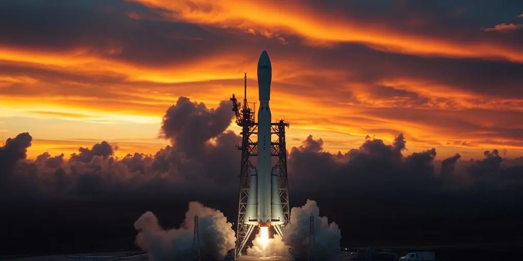 Fusée Starship de SpaceX sur le pas de tir.