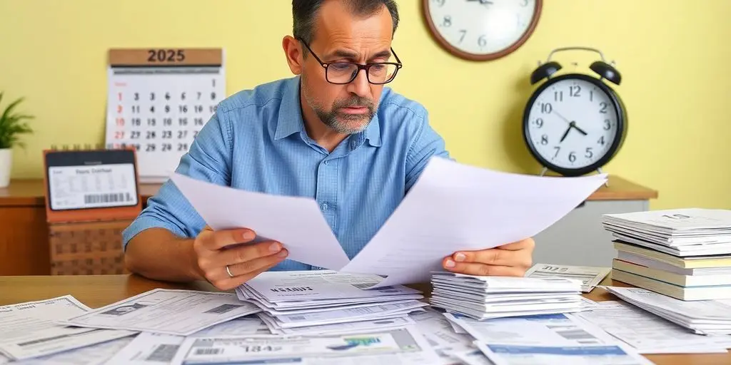 Personne préoccupée examinant des documents financiers.