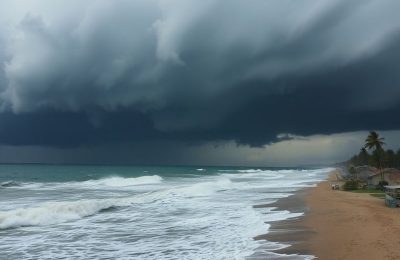 Ciel orageux et mer agitée à l'est de l'Australie.