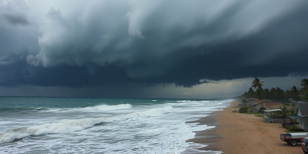 Ciel orageux et mer agitée à l'est de l'Australie.
