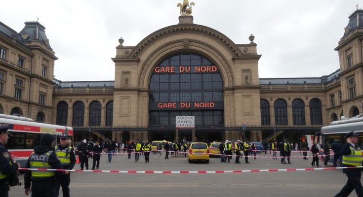 Gare du Nord avec police et évacuation en cours.