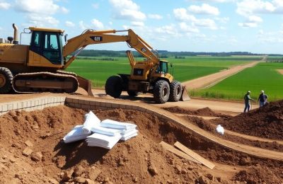 Chantier de construction de l'autoroute A69 en cours.