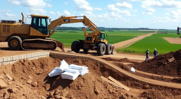 Chantier de construction de l'autoroute A69 en cours.