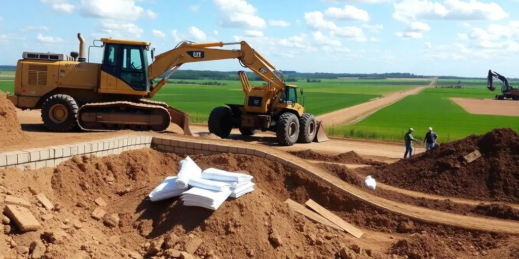 Chantier de construction de l'autoroute A69 en cours.