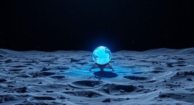 Engin spatial Blue Ghost sur la surface de la Lune.