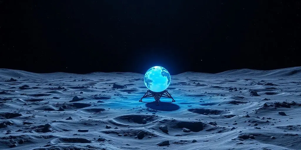 Engin spatial Blue Ghost sur la surface de la Lune.