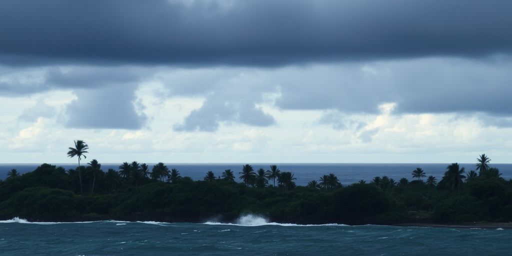 Paysage de Madagascar sous la tempête tropicale JUDE.
