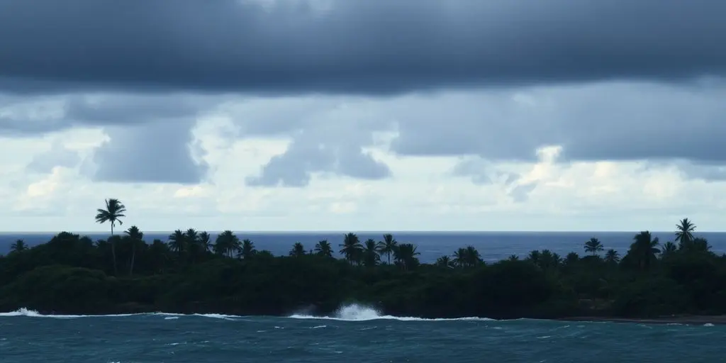 Paysage de Madagascar sous la tempête tropicale JUDE.