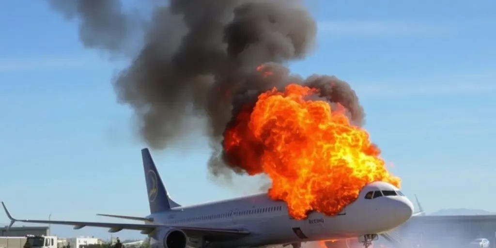 Avion Boeing en feu à l'aéroport de Denver.