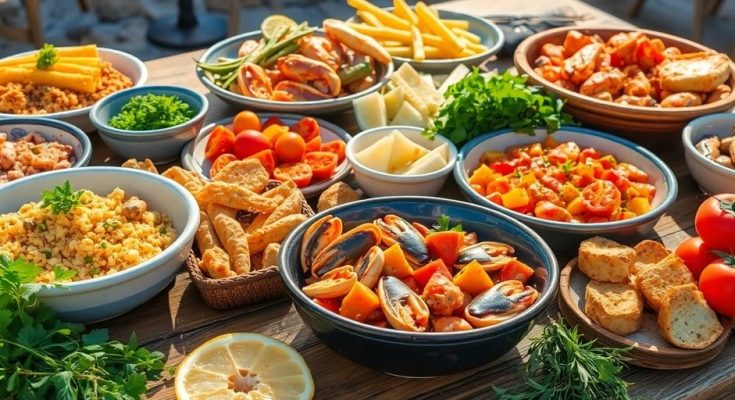 Assortiment de spécialités culinaires de Marseille sur table rustique.