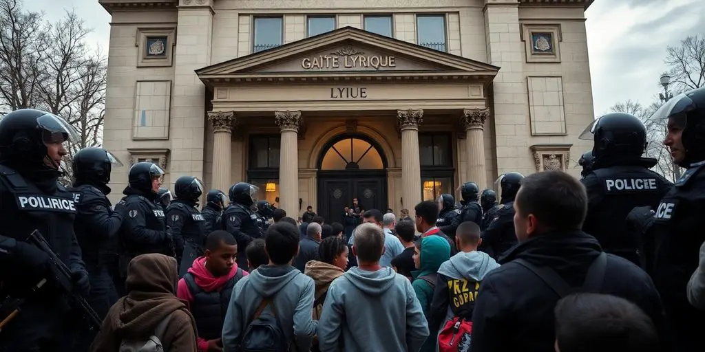 Forces de l'ordre à la Gaîté Lyrique à Paris.