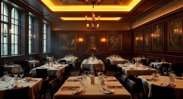 Restaurants vides avec une ambiance élégante et nostalgique.