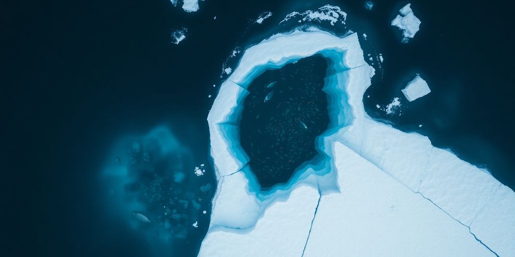 Un grand iceberg avec un écosystème sous-marin coloré.
