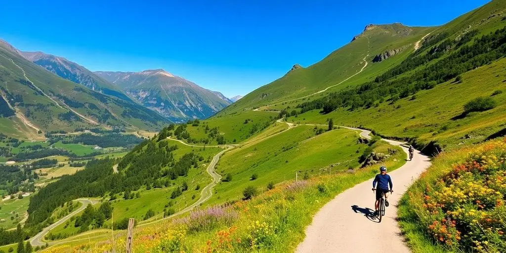Cyclistes sur un chemin pittoresque en Drôme.