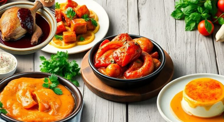 Collage de plats français typiques et colorés.