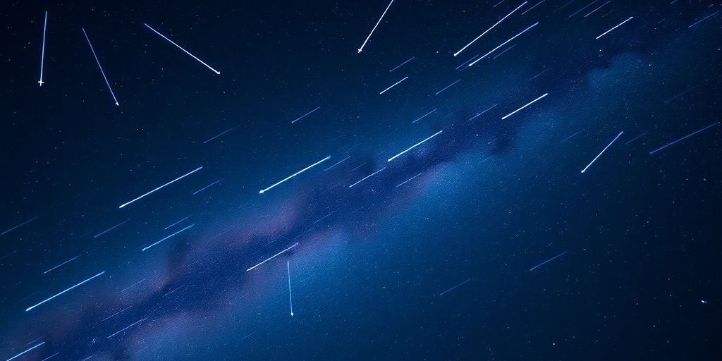 Ciel étoilé avec des étoiles filantes lors des Lyrides.