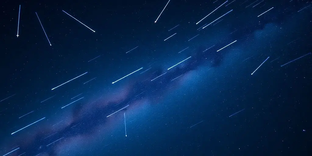 Ciel étoilé avec des étoiles filantes lors des Lyrides.