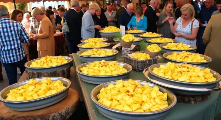 Festival de truffade avec plats en vedette et gens.