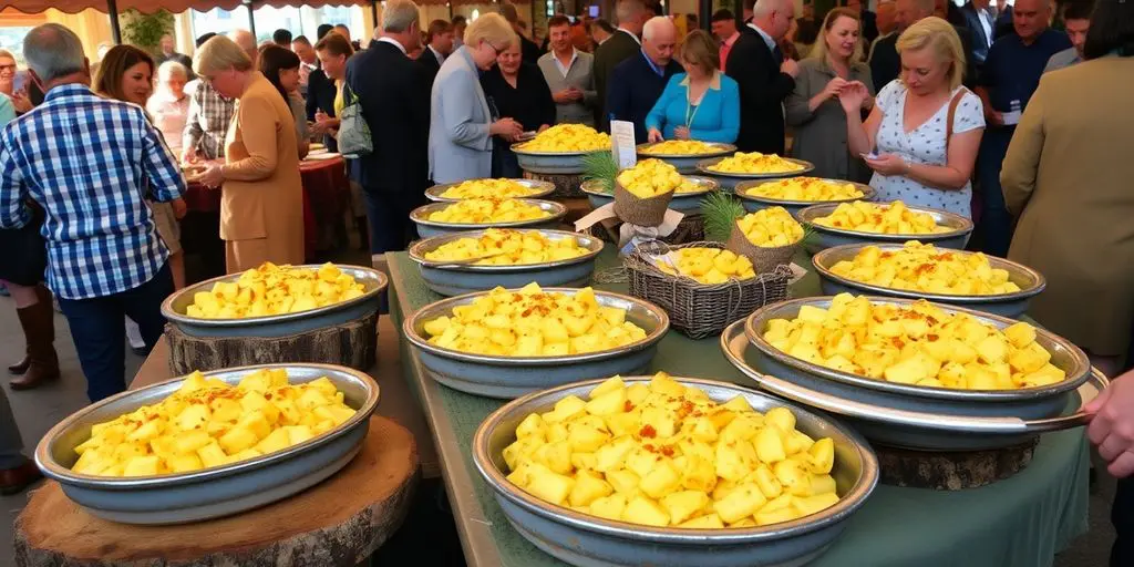 Festival de truffade avec plats en vedette et gens.