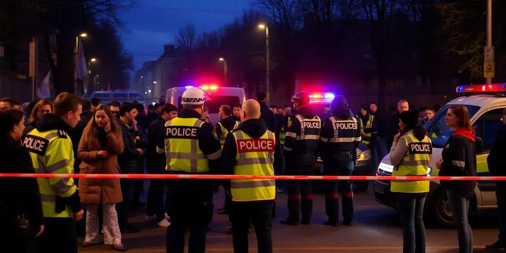 Scène d'une attaque au couteau à Nantes, France.