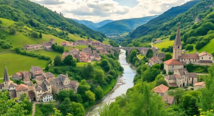 Vue panoramique des paysages magnifiques de l'Aveyron.