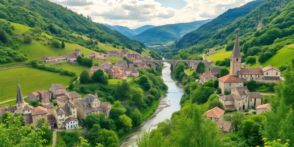 Vue panoramique des paysages magnifiques de l'Aveyron.