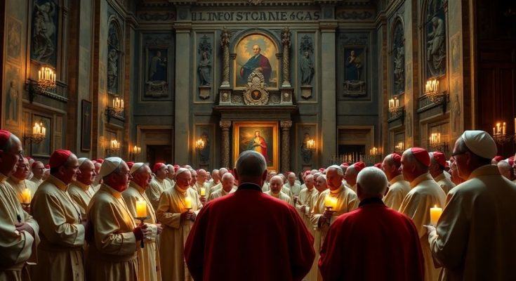 Cardinaux au Vatican avant le conclave papal.