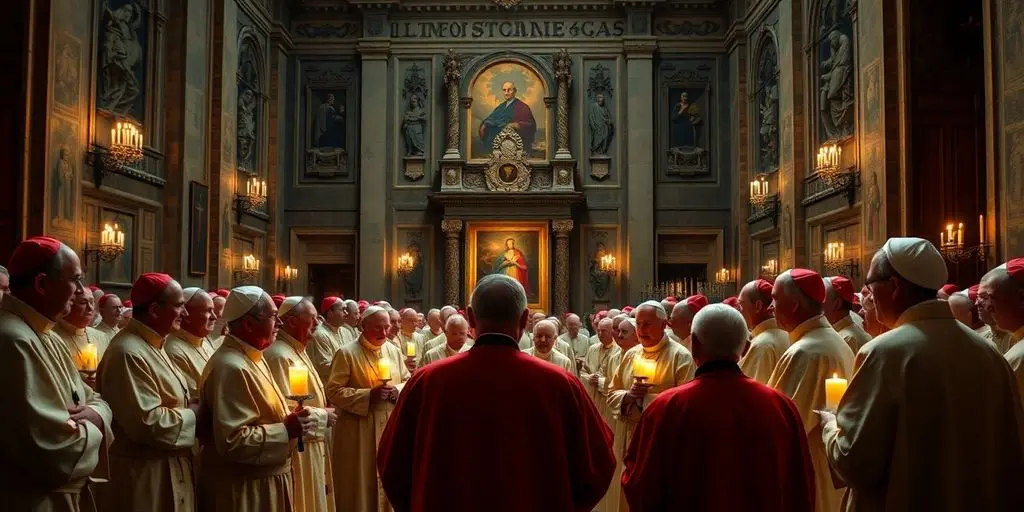 Cardinaux au Vatican avant le conclave papal.