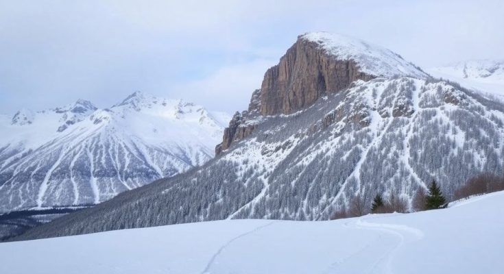 Paysage hivernal des Pyrénées avec brèche de Roland.